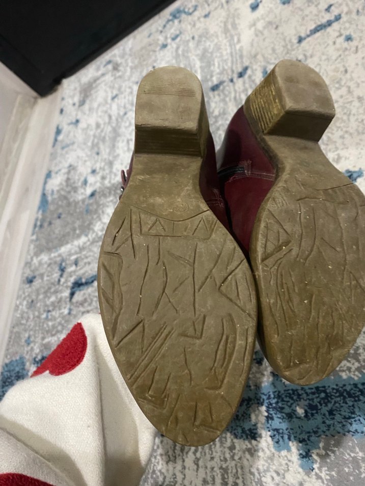 Bordo Deri Kadın Topuklu Bot - Görsel 3