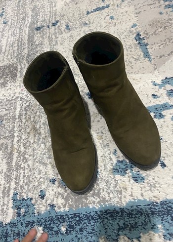 yeşil  Süet Kadın Botları Blok Topuklu - Görsel 3