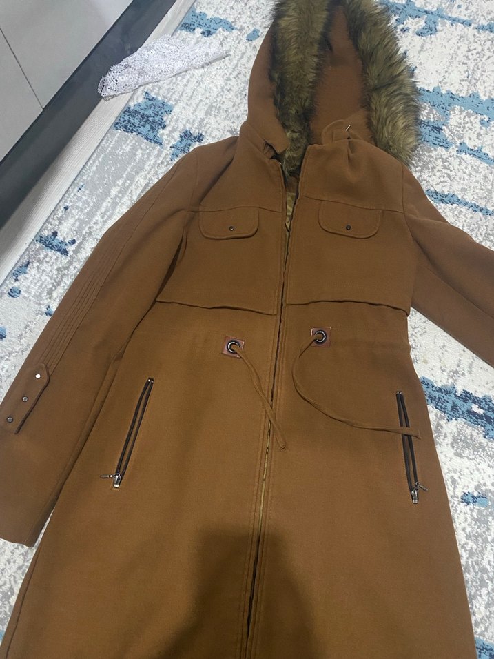 Kahverengi Uzun Kadın Kaban - Görsel 4