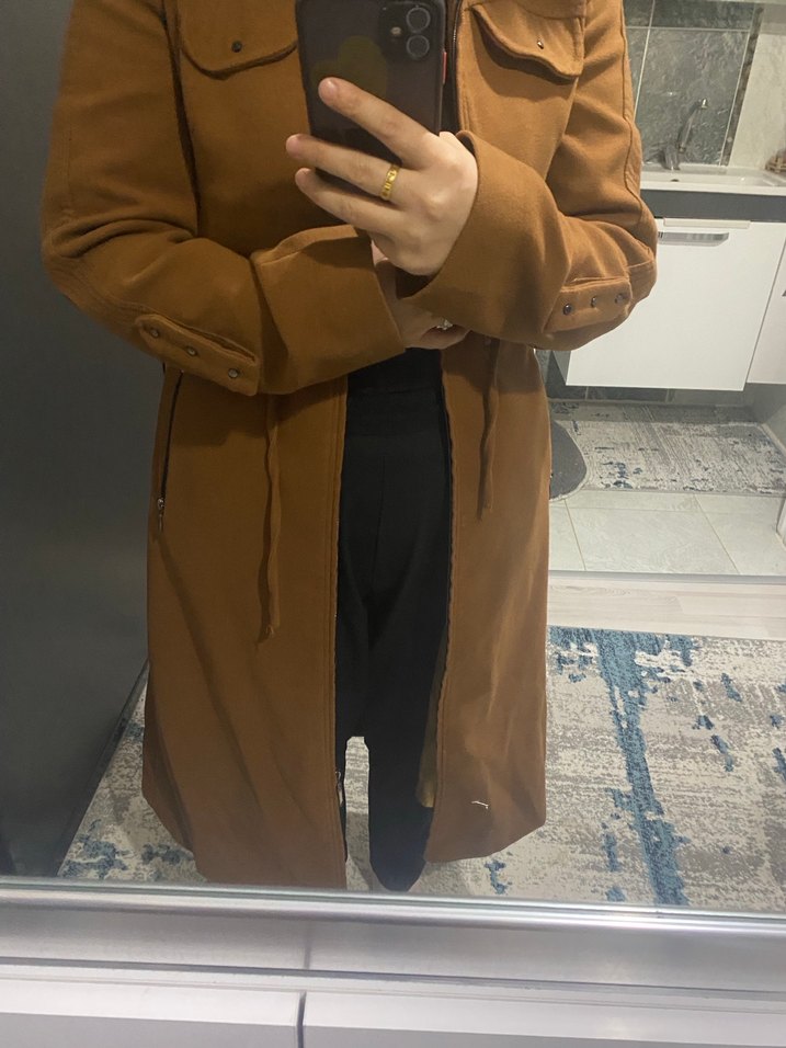 Kahverengi Uzun Kadın Kaban - Görsel 2
