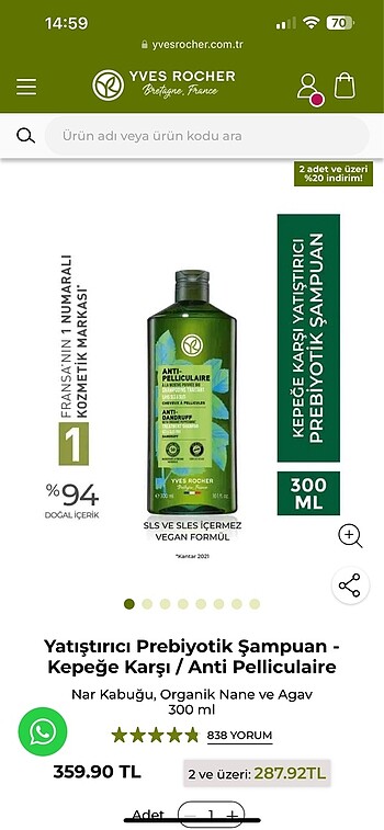 Yves Rocher Kepek Karsiti Sampuan