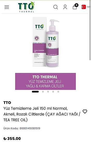 TTO Yüz Temizleme Jeli 150 ml Normal, Akneli, Rozalı Ciltlerde (