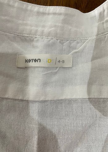 4 Yaş Beden Beyaz Keten Erkek Çocuk uzun Kollu Gömlek