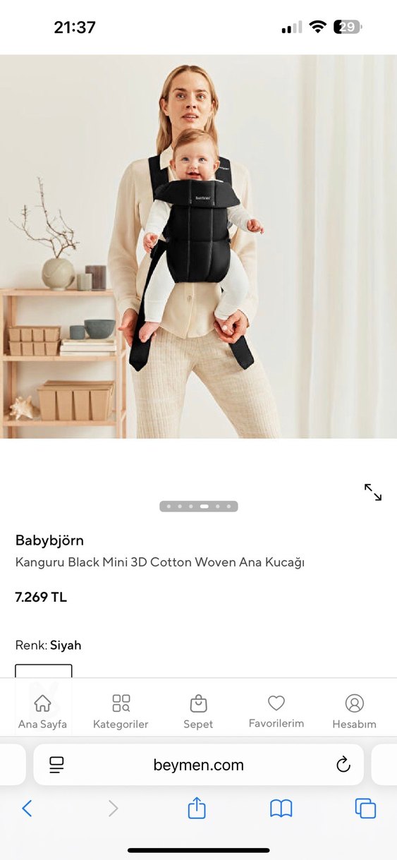 Babybjörn kanguru mini 3D cotton Siyah - Görsel 3