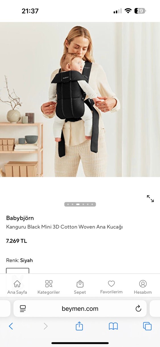 Babybjörn kanguru mini 3D cotton Siyah - Görsel 2