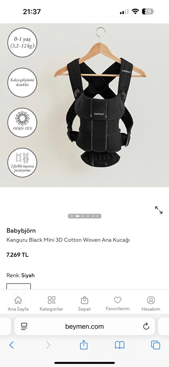 Babybjörn kanguru mini 3D cotton Siyah - Görsel 4