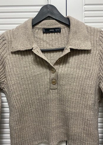 Bej Renkli Uzun Kollu Triko Kazak - Görsel 2