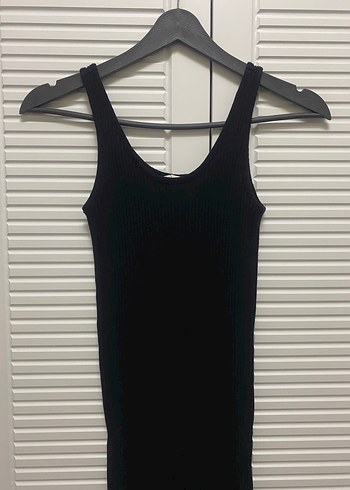 Siyah Kadın Uzun Elbise, Kolsuz, Dar Kesim - Görsel 2