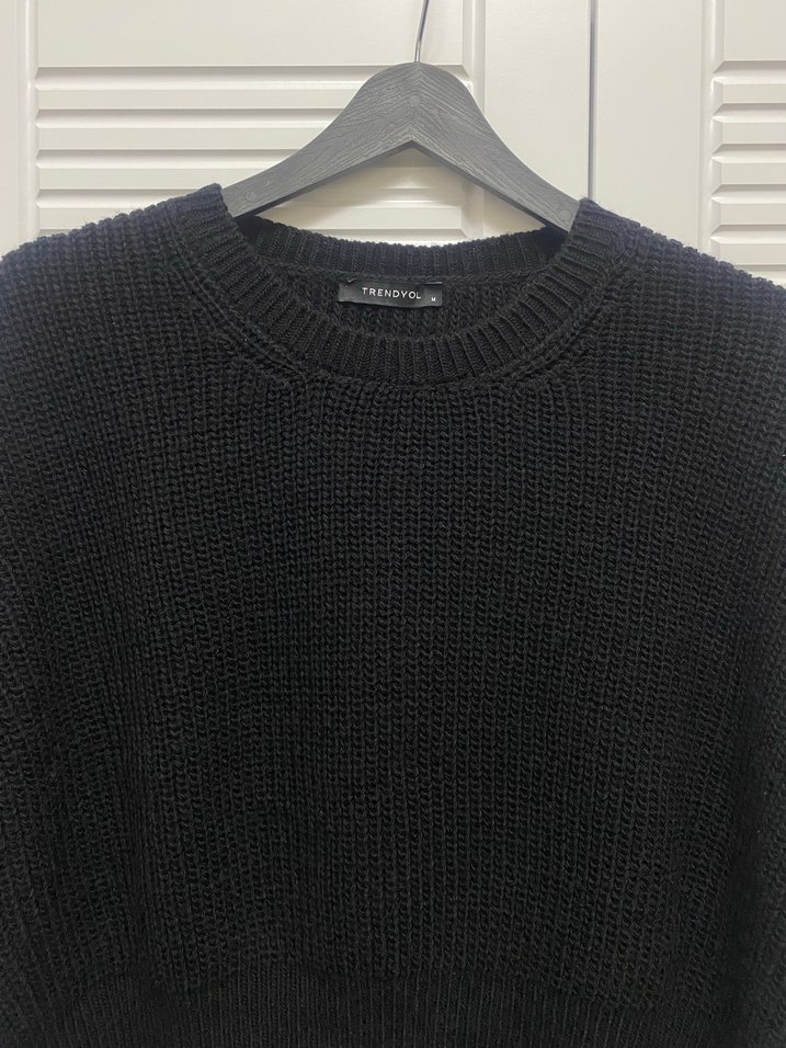 Siyah Örgü Salaş Kadın Kazak - Görsel 2