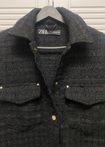 Zara Siyah Düğmeli Kadın Midi Kaban - Görsel 2