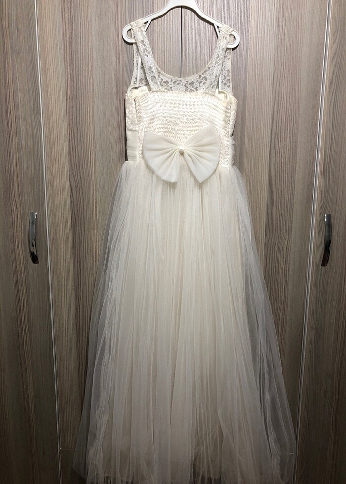 Beyaz uzun abiye - Görsel 3