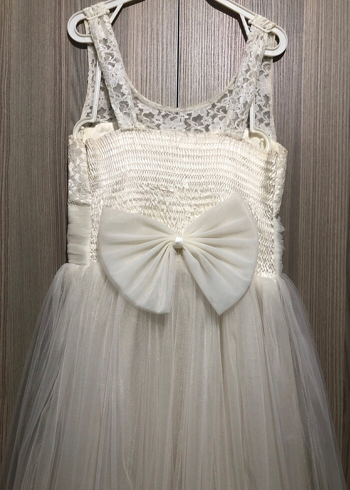 Beyaz uzun abiye - Görsel 4