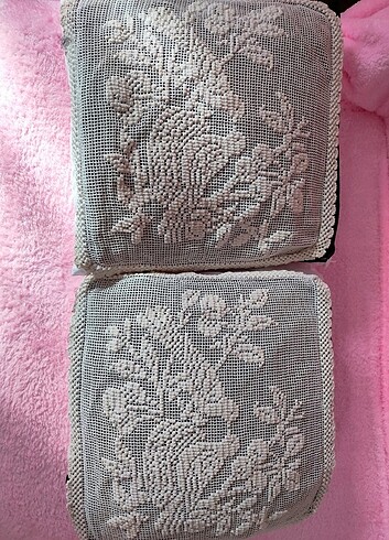 Dantel kabartmalı kırlent kılıfı el emegi  - Görsel 3