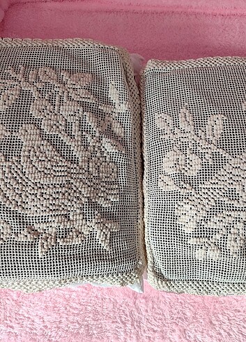 Dantel kabartmalı kırlent kılıfı el emegi  - Görsel 4