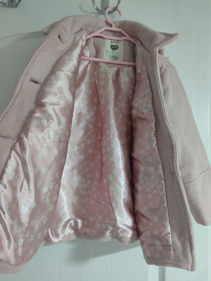 LCW düğmeli Pembe Kız Çocuk kaşe kaban - Görsel 3