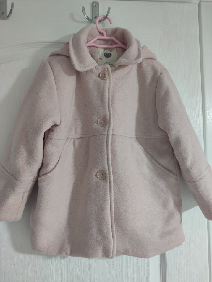 LCW düğmeli Pembe Kız Çocuk kaşe kaban - Görsel 2