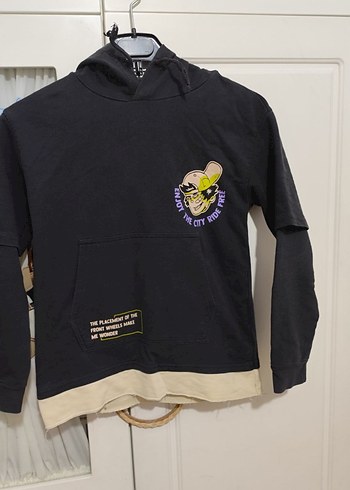 LC Waikiki Erkek çocuk Siyah Kapüşonlu Sweatshirt