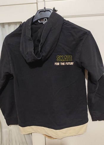 9 Yaş Beden Erkek çocuk Siyah Kapüşonlu Sweatshirt