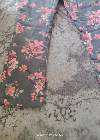 LC Waikiki Düğmeli Gri Çiçek Desenli Kız çocukPantolon