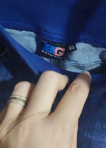 Koyu Mavi Bel Detaylı Hamile Kot Şort - Görsel 5