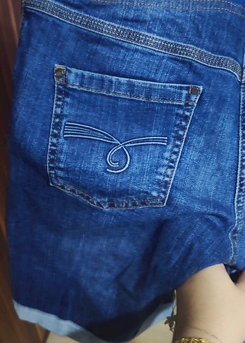 Koyu Mavi Bel Detaylı Hamile Kot Şort - Görsel 6