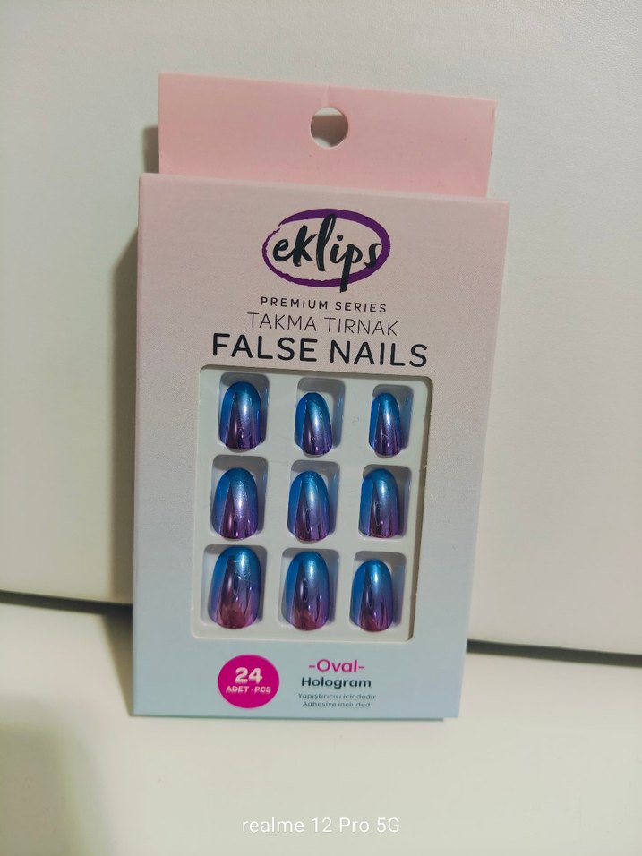 Mor Hologram Oval Takma Tırnak 24'lü - Görsel 2