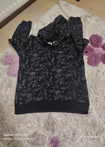 Siyah Kapüşonlu Erkek Çocuk Eşofman Takımı - Görsel 6