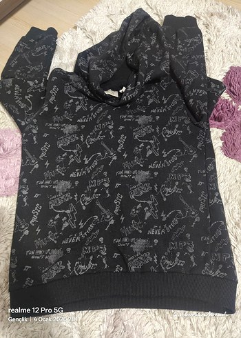 Siyah Kapüşonlu Erkek Çocuk Eşofman Takımı - Görsel 7