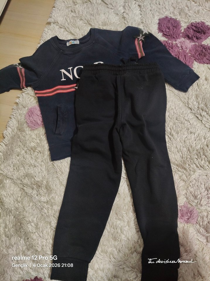 Siyah Erkek Çocuk Rahat Kesim Eşofman Altı - Görsel 2