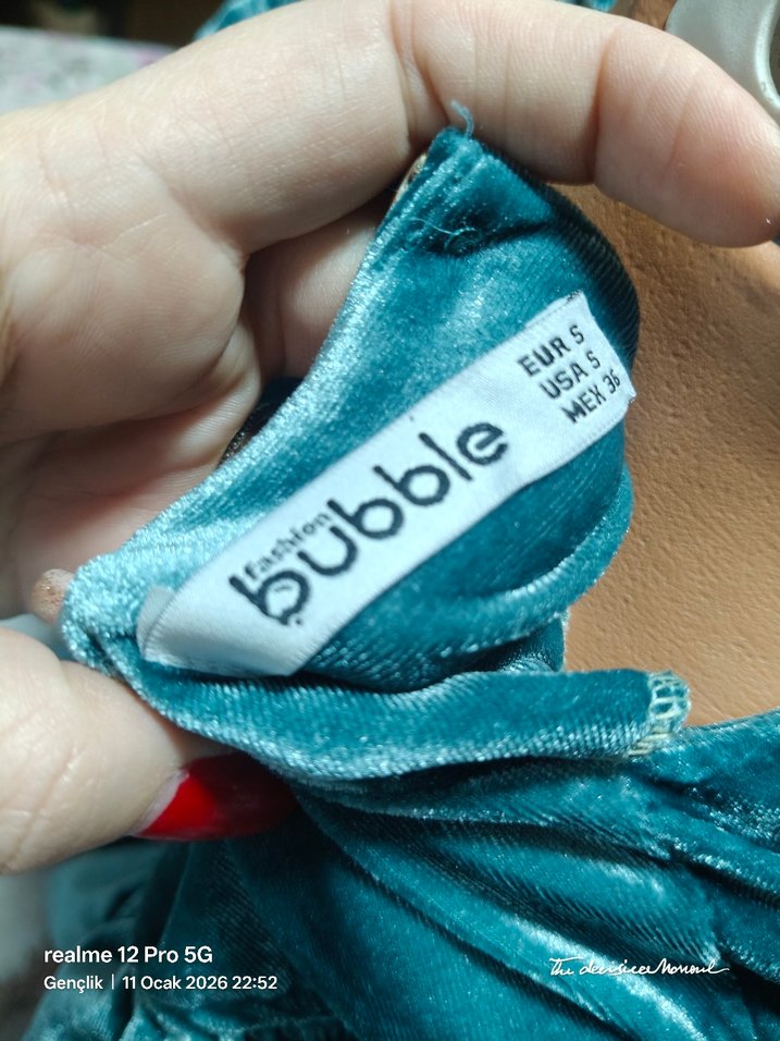 Uzun Kollu Fırfırlı Mavi Kadın Bluz - Görsel 4