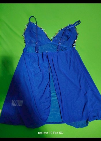 Mavi İşlemeli Mini Bohem Gecelik - Görsel 6