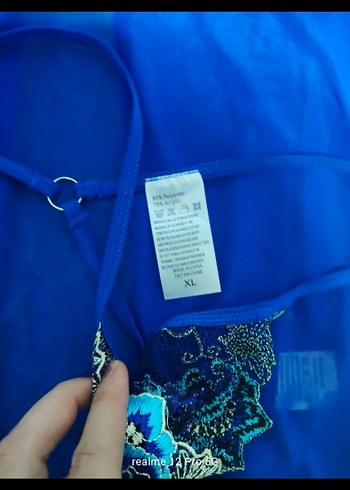 Mavi İşlemeli Mini Bohem Gecelik - Görsel 5