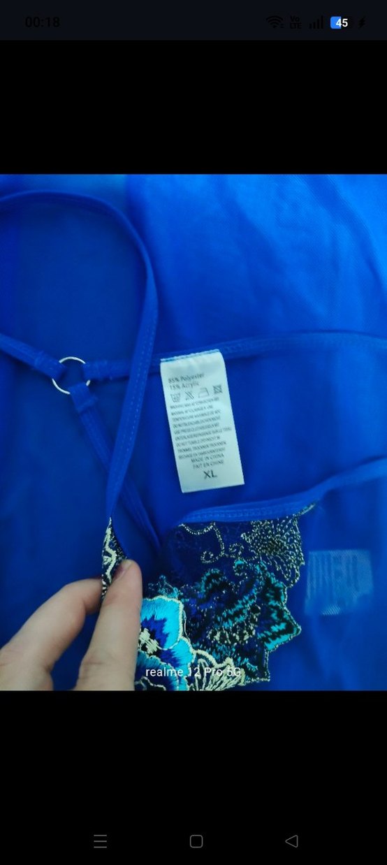 Mavi İşlemeli Mini Bohem Gecelik - Görsel 5