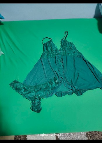 Turkuaz Gösterişli Midi Askılı Gecelik - Görsel 7