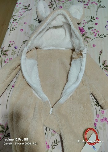 Kürklü Bebek Erkek Tulum - Bej - Görsel 3