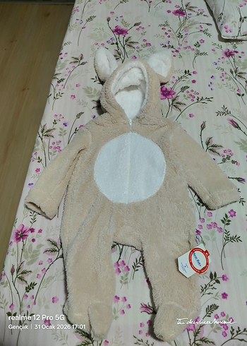 Kürklü Bebek Erkek Tulum - Bej - Görsel 6