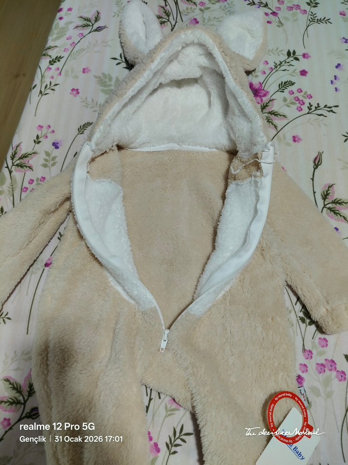 Kürklü Bebek Erkek Tulum - Bej - Görsel 3