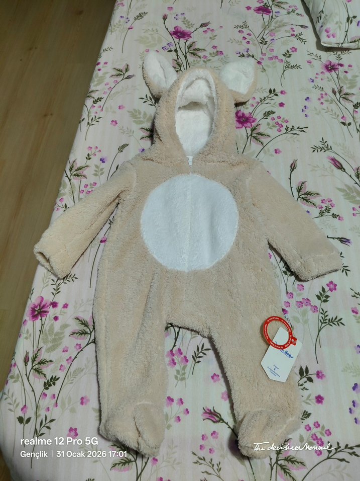 Kürklü Bebek Erkek Tulum - Bej - Görsel 2