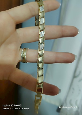 Altın Renk Zincir Detaylı Yılan Desenli Kadın Bileklik - Görsel 4