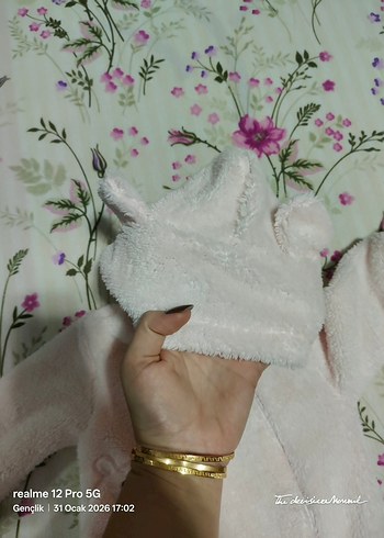 Kapüşonlu Beyaz Örgü Bebek Tulumu - Görsel 5