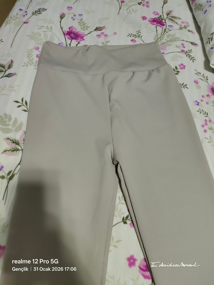 Bej Kadın Midi Kumaş Pantolon - Görsel 3