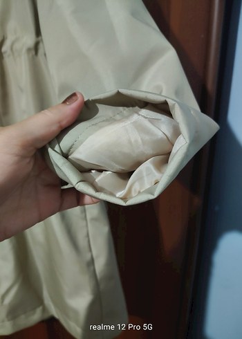 Bej Midi Kadın Yağmurluk Düğmeli Kapüşonlu - Görsel 11