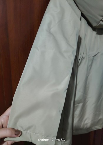 Bej Midi Kadın Yağmurluk Düğmeli Kapüşonlu - Görsel 10