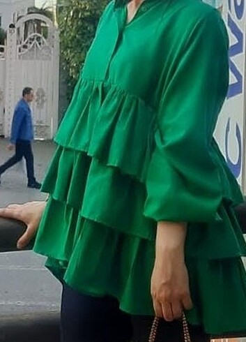 Yeşil kat kat gömlek 