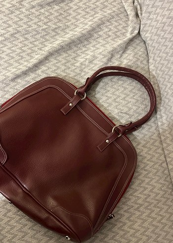 Bordo Kadın Deri Fermuarlı Çanta - Görsel 6