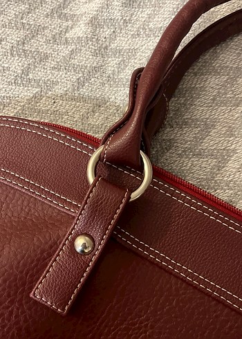 Bordo Kadın Deri Fermuarlı Çanta - Görsel 7