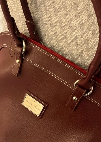 Bordo Kadın Deri Fermuarlı Çanta - Görsel 8