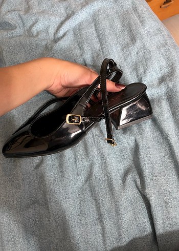 Tokalı Siyah Blok Topuklu Kadın Babet - Görsel 4