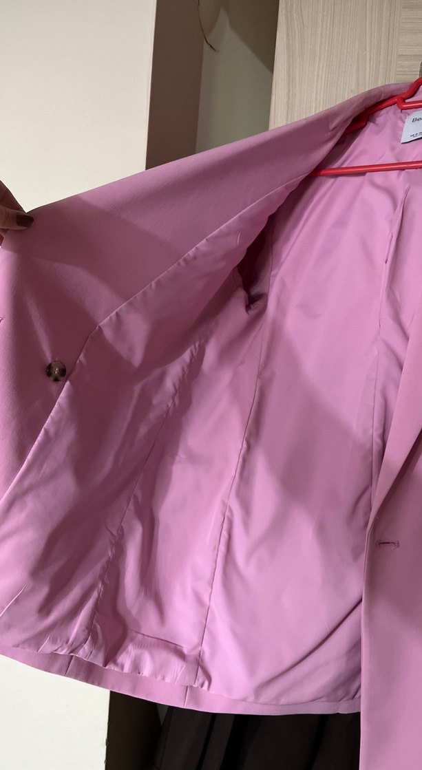 Pembe Düğmeli Kadın Blazer Ceket - Görsel 4