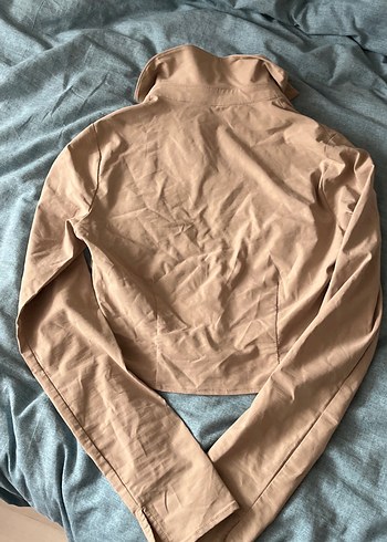 Fermuarlı Bej Kadın Keten Gömlek - Görsel 4